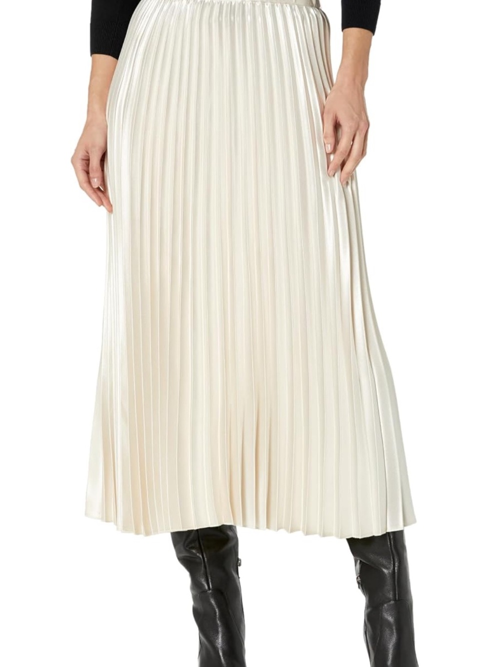 Anne Klein Cream Pleated Midi Skirt